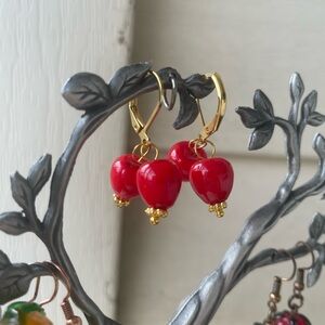 cherry glass fruit earrings